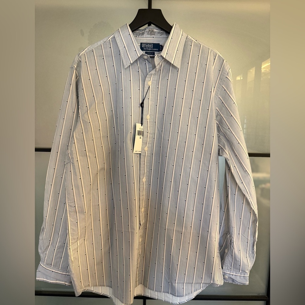 Polo Ralph Lauren White and Blue Striped Shirt